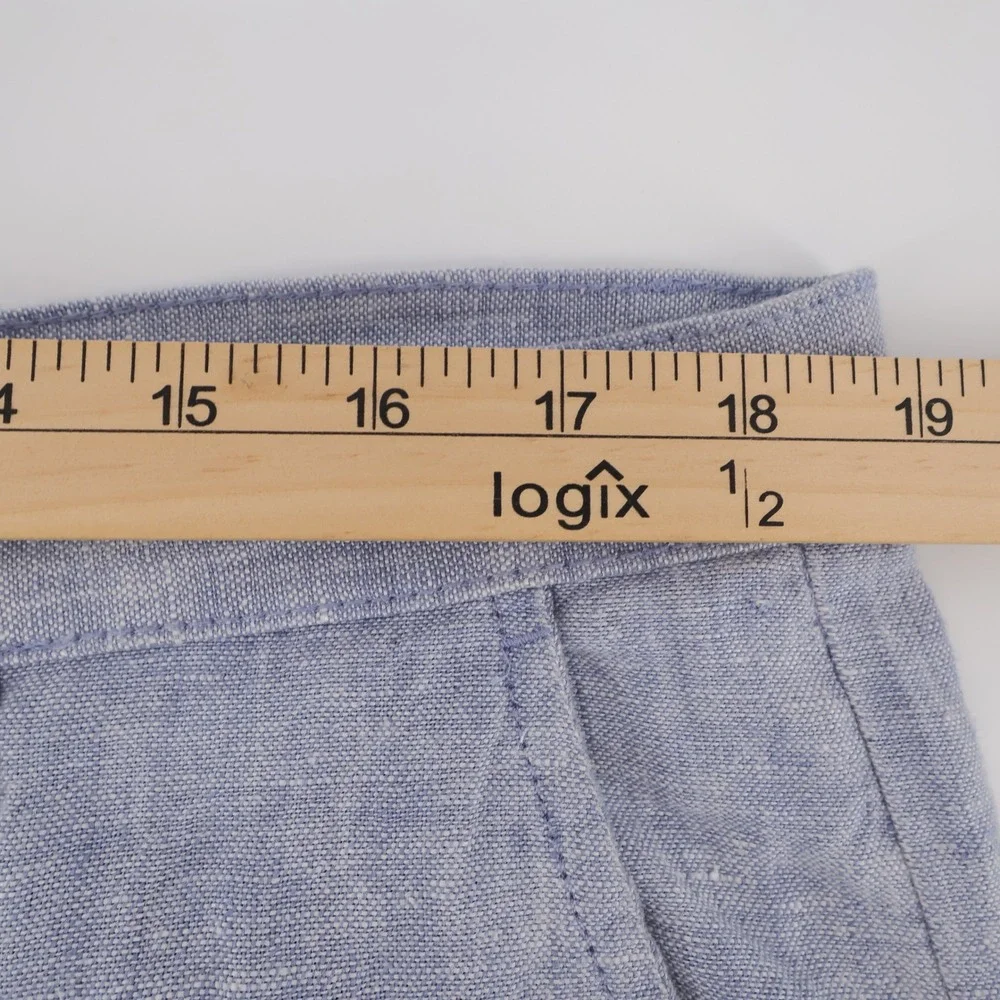 Saks Fifth Avenue Linen Flat Front Trousers Light Blue Mens 36x30